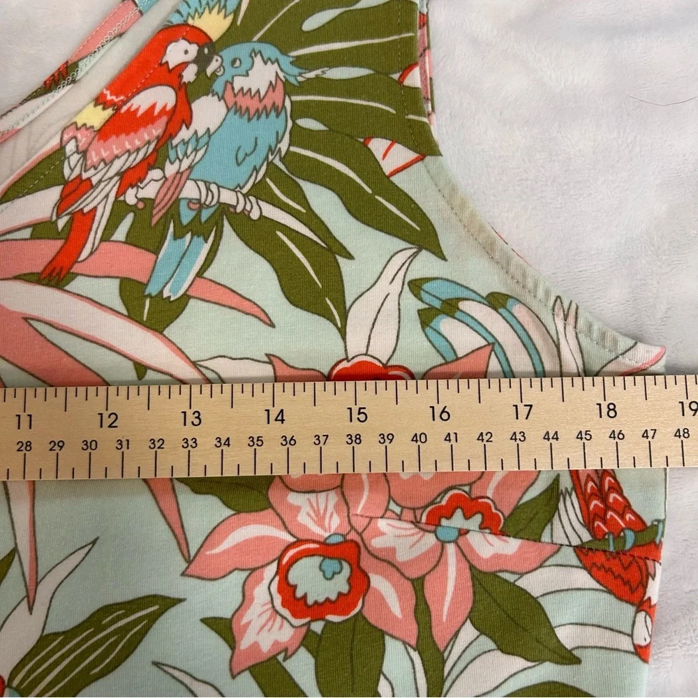 Talbots Floral Parrot Print Sleeveless Knit Maxi sz LP ResortWear Preppy Coastal - Picture 10 of 14
